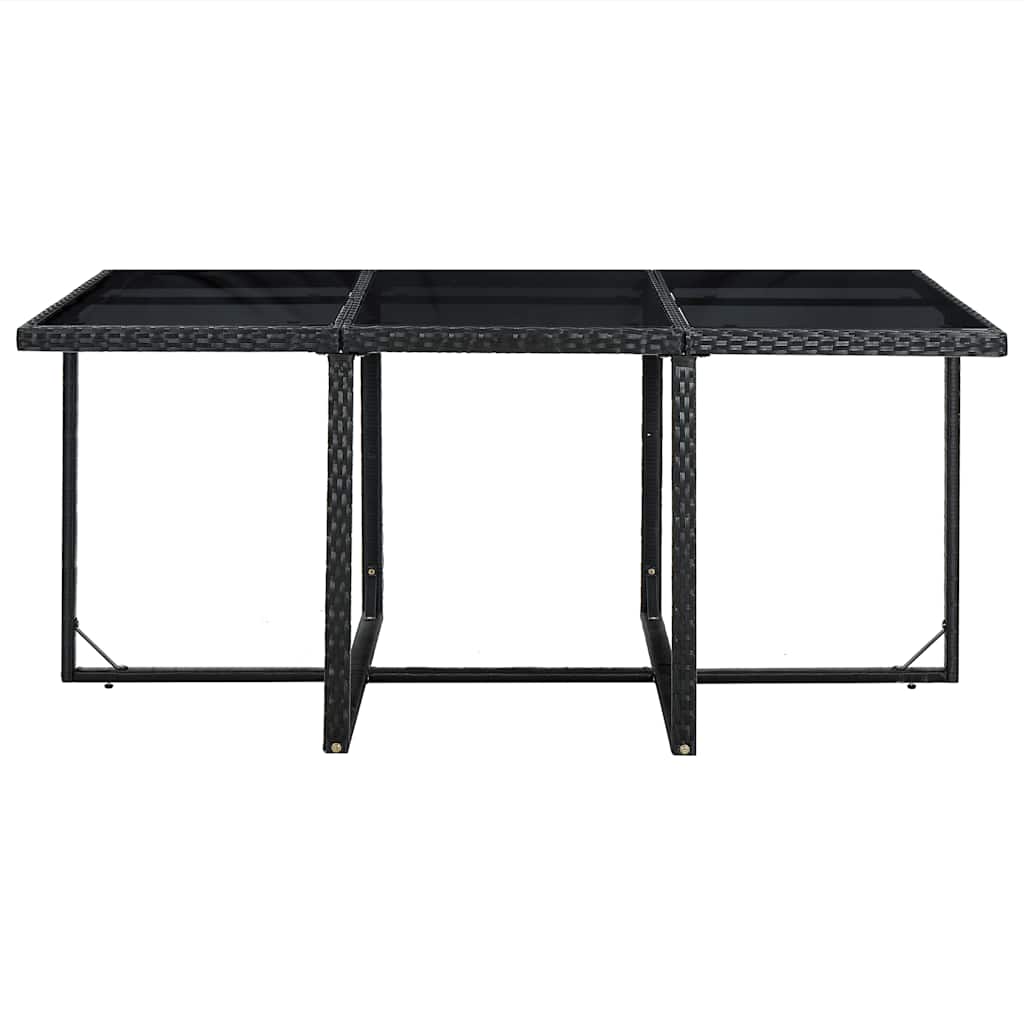 11-tlg. Garten-Essgruppe mit Auflagen Poly Rattan Schwarz