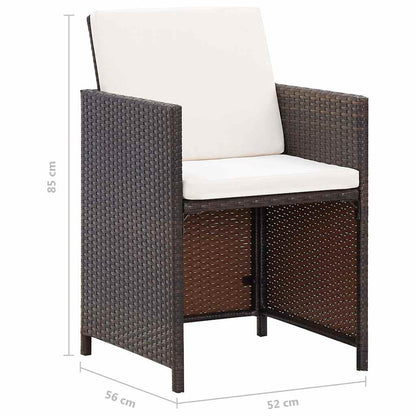 9-tlg. Garten-Essgruppe mit Auflagen Poly Rattan Braun
