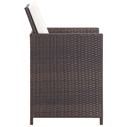 13-tlg. Garten-Essgruppe mit Auflagen Poly Rattan Braun
