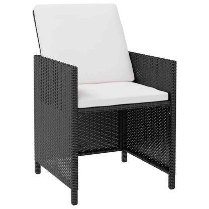 5-tlg. Garten-Essgruppe Poly Rattan Akazienholz Schwarz