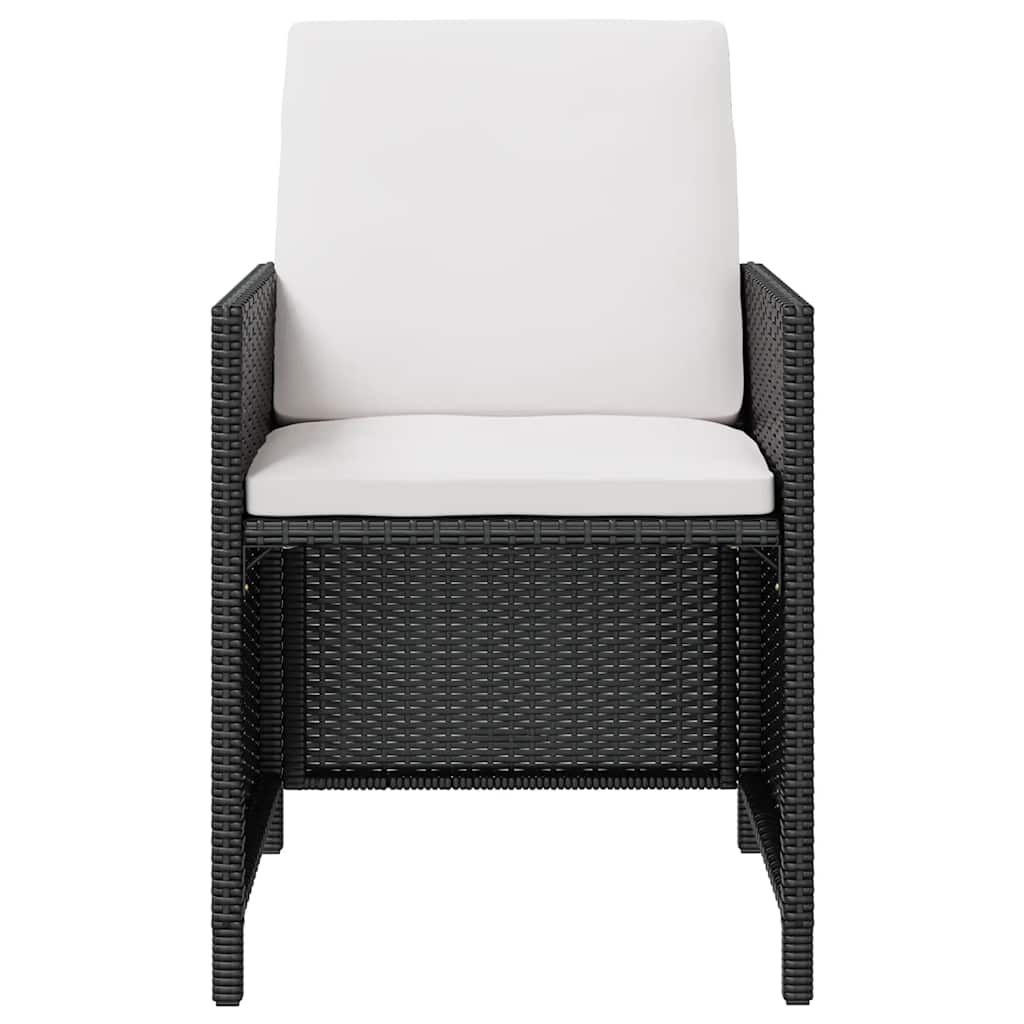 5-tlg. Garten-Essgruppe Poly Rattan Akazienholz Schwarz