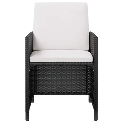 5-tlg. Garten-Essgruppe Poly Rattan Akazienholz Schwarz