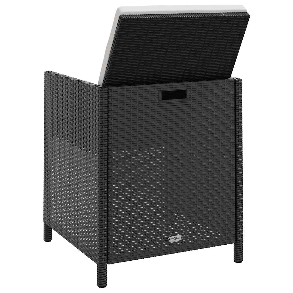 5-tlg. Garten-Essgruppe Poly Rattan Akazienholz Schwarz