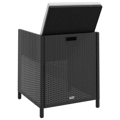 5-tlg. Garten-Essgruppe Poly Rattan Akazienholz Schwarz