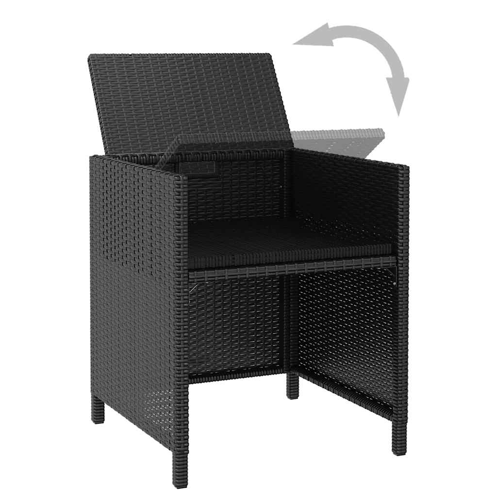 5-tlg. Garten-Essgruppe Poly Rattan Akazienholz Schwarz