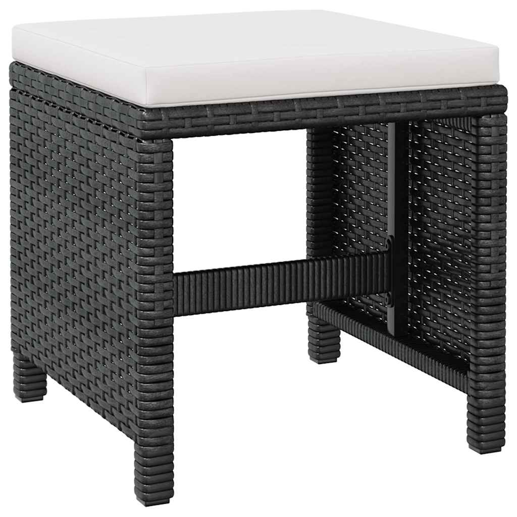 5-tlg. Garten-Essgruppe Poly Rattan Akazienholz Schwarz