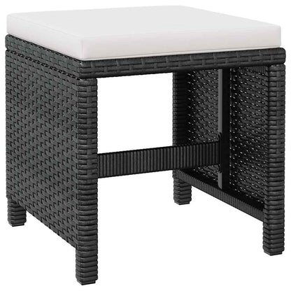 5-tlg. Garten-Essgruppe Poly Rattan Akazienholz Schwarz