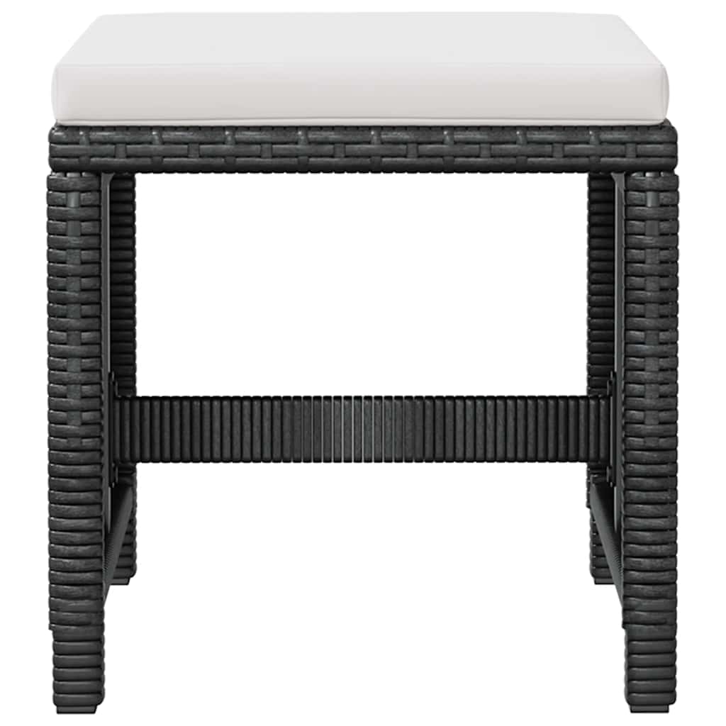 5-tlg. Garten-Essgruppe Poly Rattan Akazienholz Schwarz