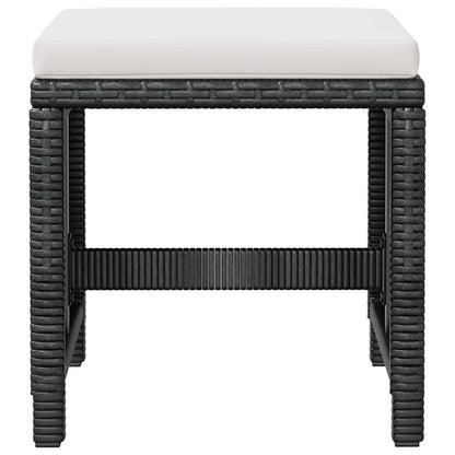 5-tlg. Garten-Essgruppe Poly Rattan Akazienholz Schwarz