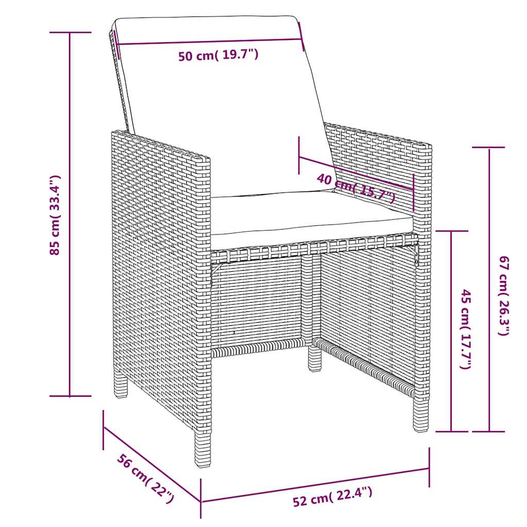 5-tlg. Garten-Essgruppe Poly Rattan Akazienholz Schwarz