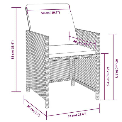 5-tlg. Garten-Essgruppe Poly Rattan Akazienholz Schwarz
