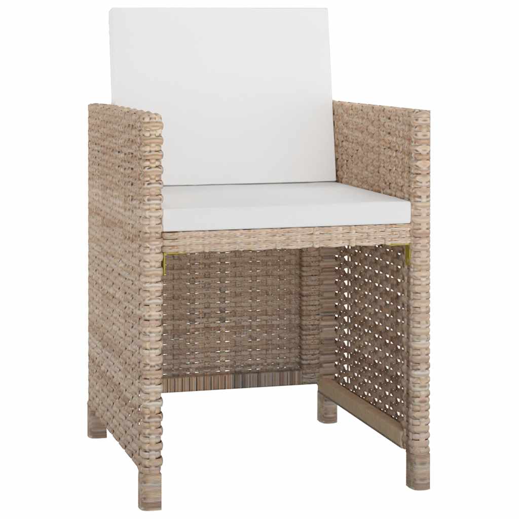 13-tlg. Garten-Essgruppe mit Auflagen Poly Rattan Beige
