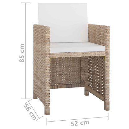 13-tlg. Garten-Essgruppe mit Auflagen Poly Rattan Beige