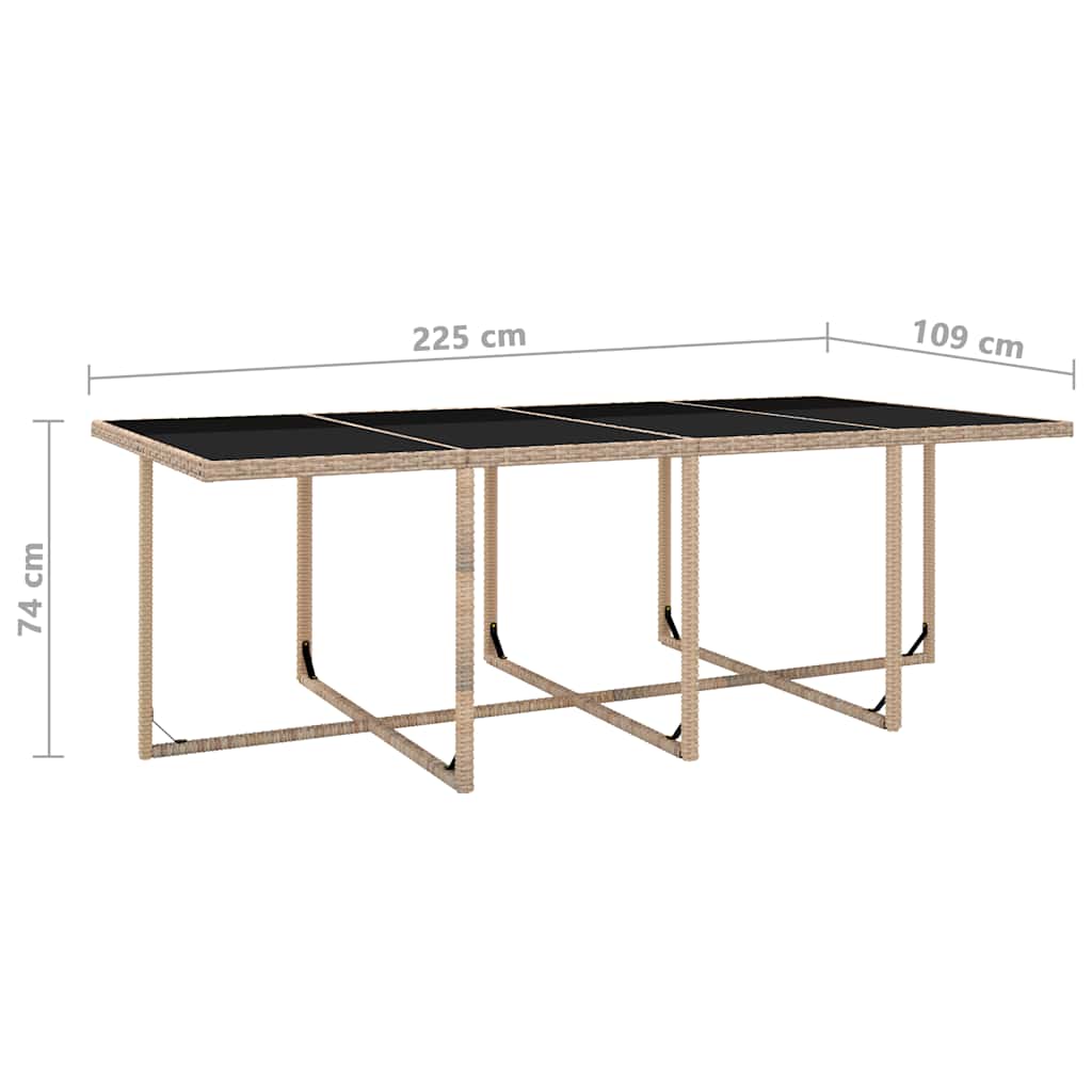 13-tlg. Garten-Essgruppe mit Auflagen Poly Rattan Beige