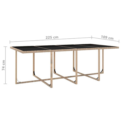13-tlg. Garten-Essgruppe mit Auflagen Poly Rattan Beige