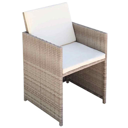 5-tlg. Garten-Essgruppe mit Auflagen Poly Rattan Beige