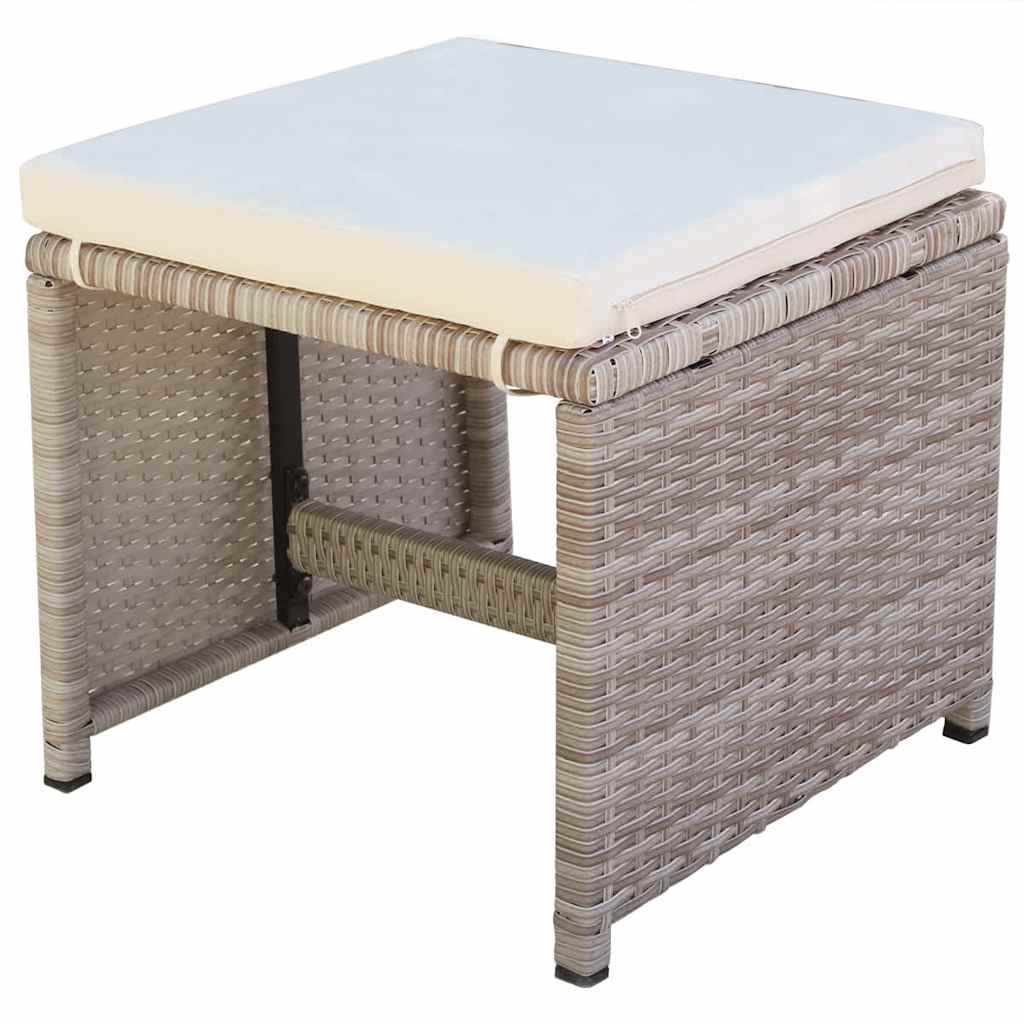 5-tlg. Garten-Essgruppe mit Auflagen Poly Rattan Beige