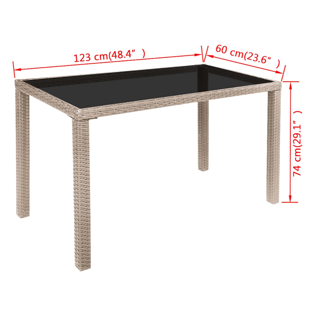 5-tlg. Garten-Essgruppe mit Auflagen Poly Rattan Beige