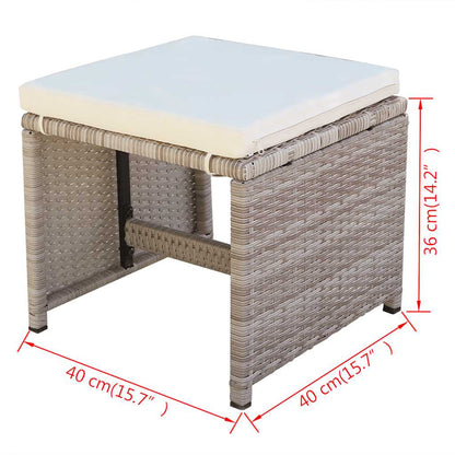 5-tlg. Garten-Essgruppe mit Auflagen Poly Rattan Beige