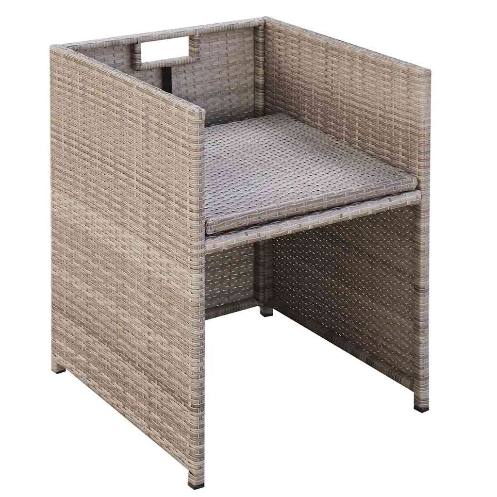 9-tlg. Garten-Essgruppe mit Auflagen Poly Rattan Beige