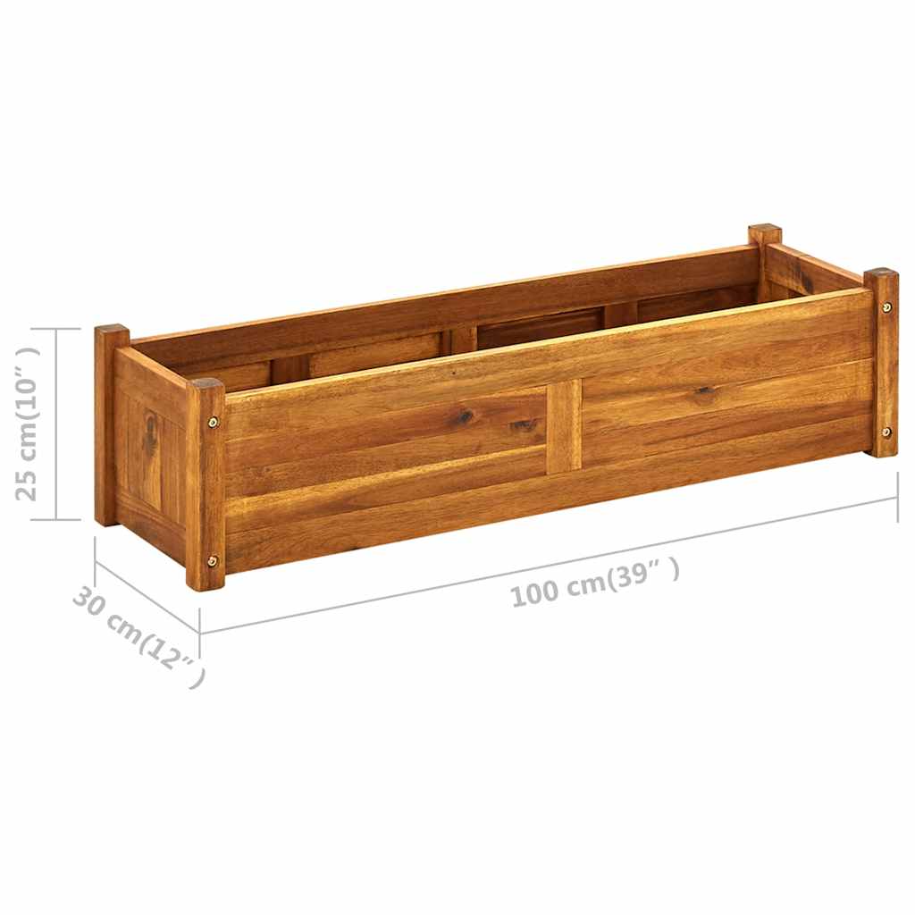 Plate-bande surélevée de jardin en bois d'acacia 100x30x25 cm