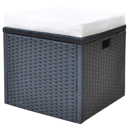 6-tlg. Garten-Essgruppe mit Kissen Poly Rattan Schwarz