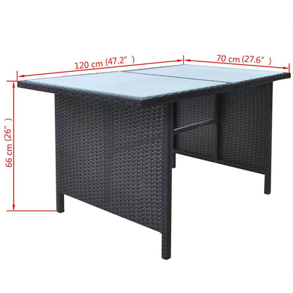 6-tlg. Garten-Essgruppe mit Kissen Poly Rattan Schwarz