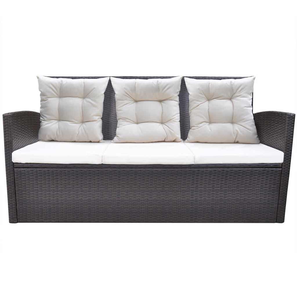6-tlg. Garten-Essgruppe mit Kissen Poly Rattan Braun
