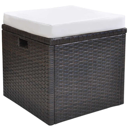 6-tlg. Garten-Essgruppe mit Kissen Poly Rattan Braun