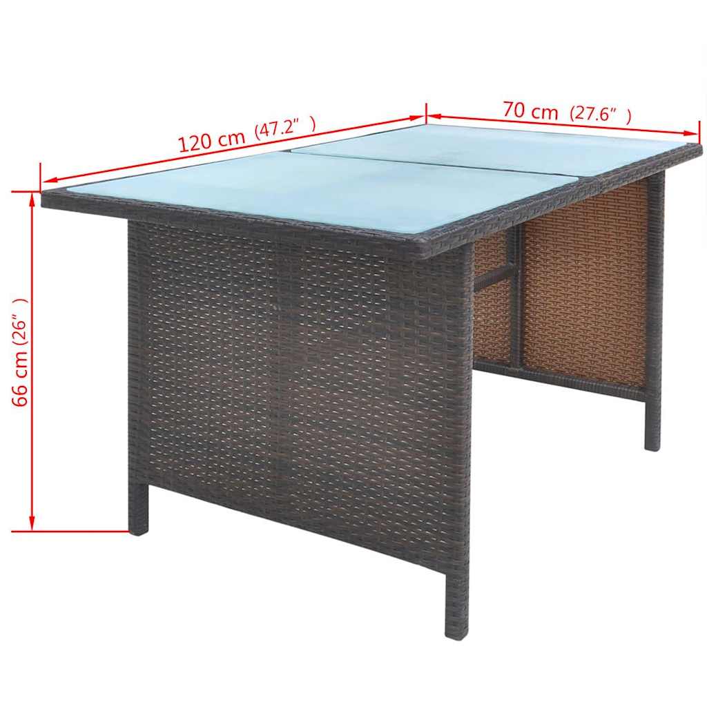 6-tlg. Garten-Essgruppe mit Kissen Poly Rattan Braun