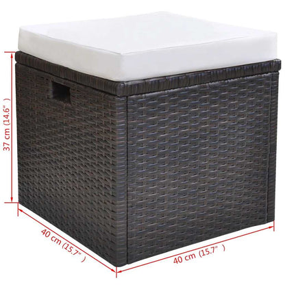 6-tlg. Garten-Essgruppe mit Kissen Poly Rattan Braun