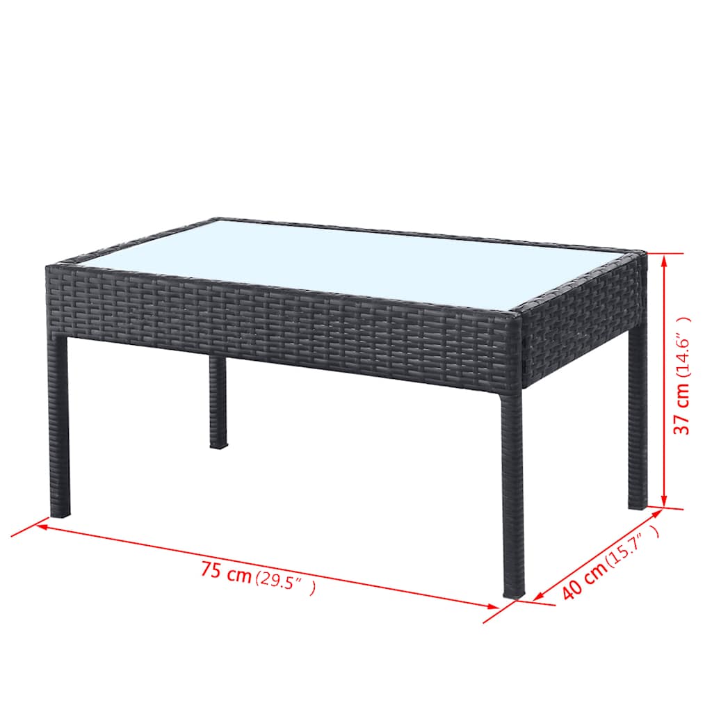 4-tlg. Garten-Lounge-Set mit Auflagen Poly Rattan Schwarz