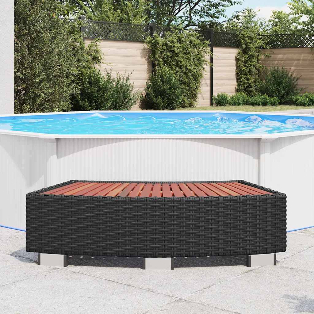 Spa-Einstiegsstufe Poly Rattan 92×45×25 cm Schwarz