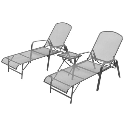 Sonnenliegen 2 Stk. mit Tisch Stahl Anthrazit