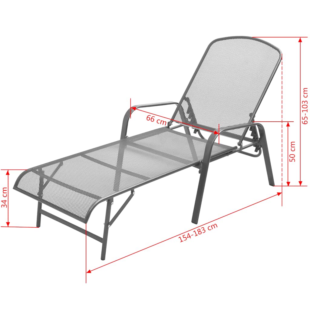 Sonnenliegen 2 Stk. mit Tisch Stahl Anthrazit