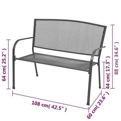 Gartenbank 108 cm Stahl und Drahtgitter Anthrazit