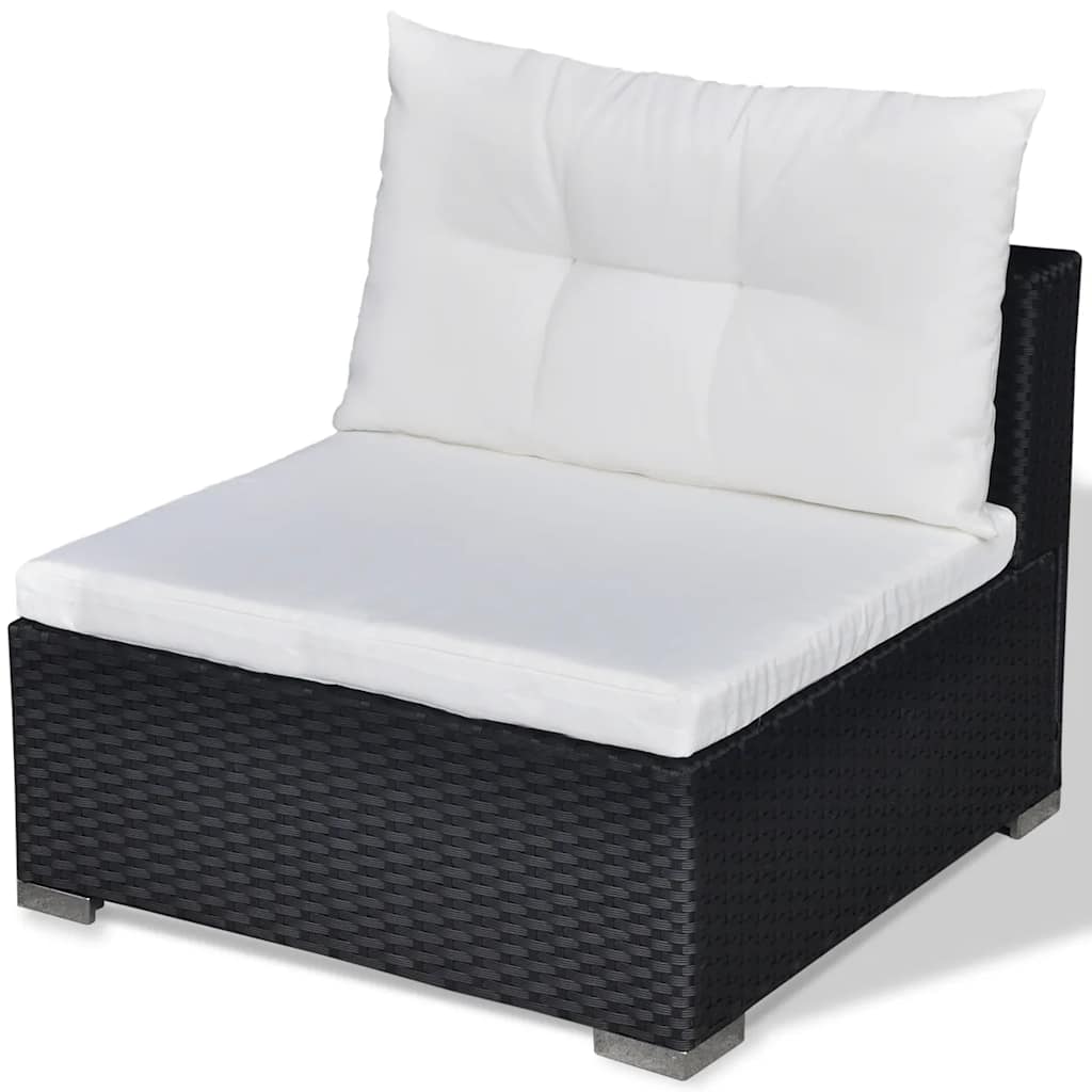 5-tlg. Garten-Lounge-Set mit Kissen Poly Rattan Schwarz