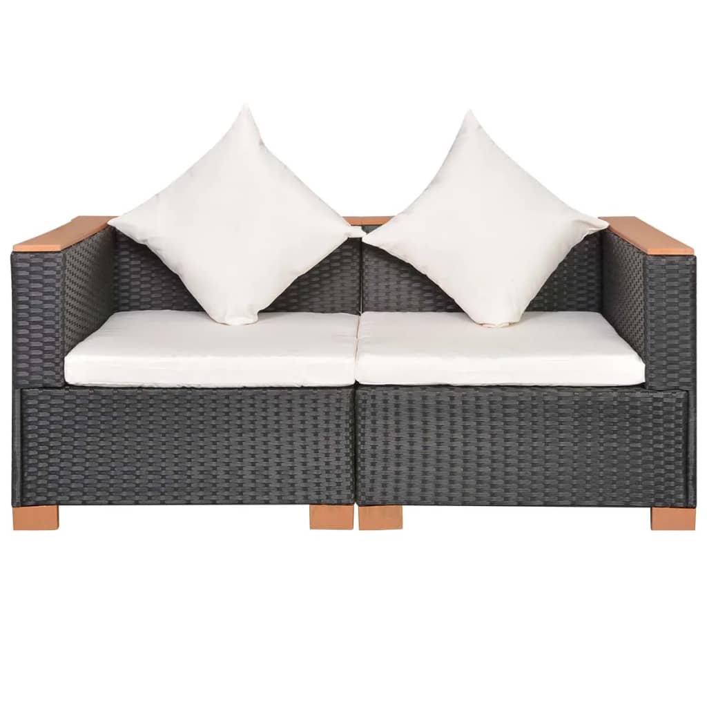 Gartensofa Poly Rattan Schwarz