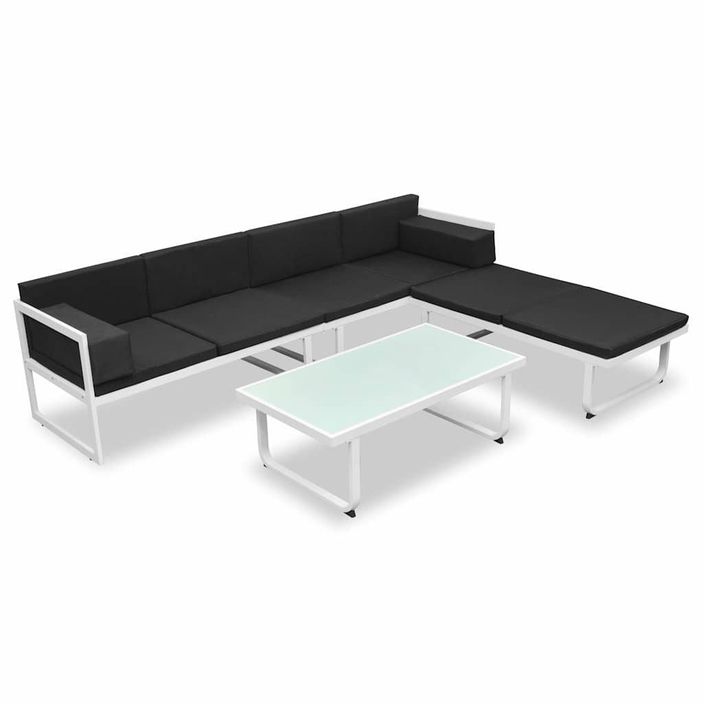 4-tlg. Garten-Lounge-Set mit Auflagen Aluminium Schwarz