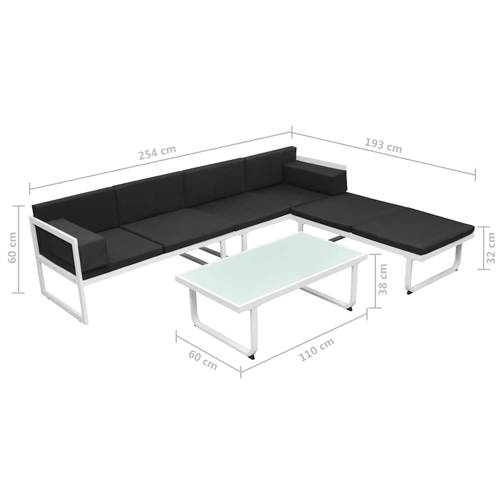 4-tlg. Garten-Lounge-Set mit Auflagen Aluminium Schwarz