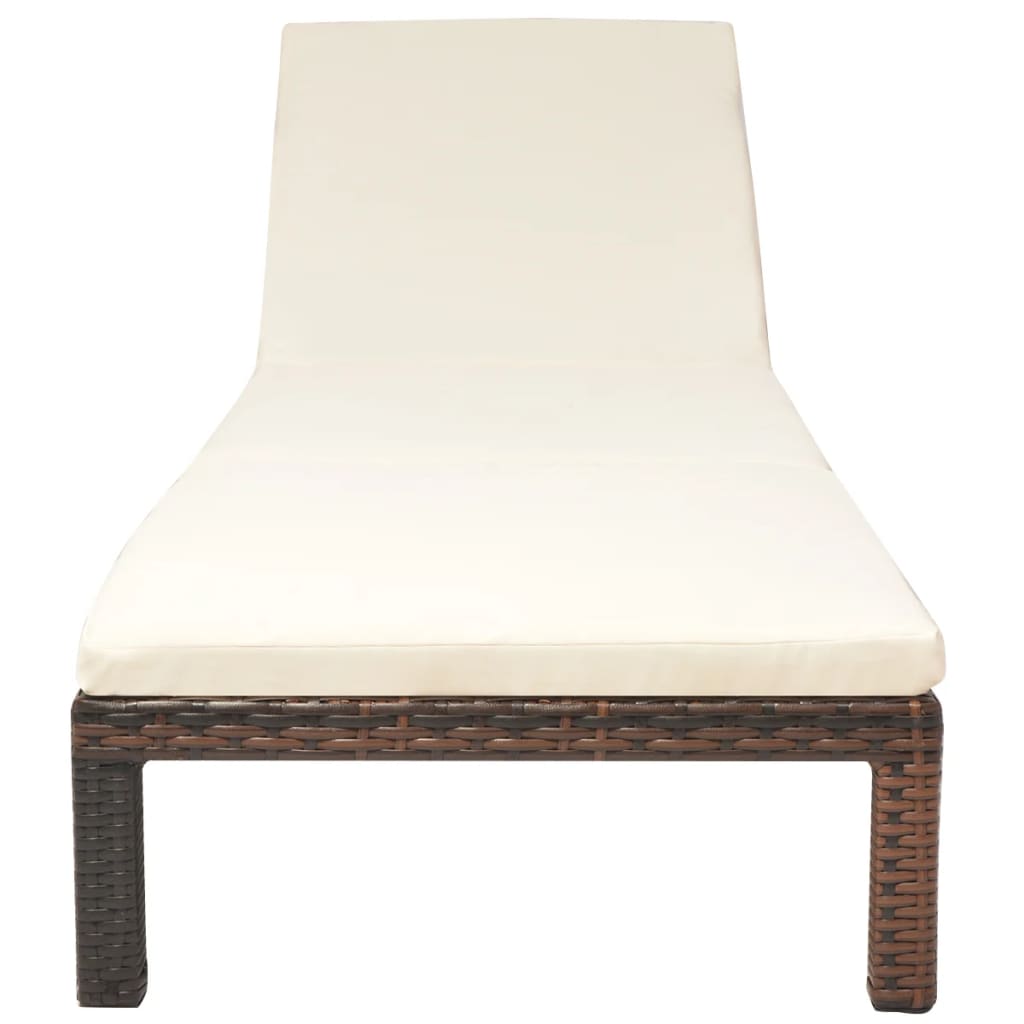 Bain de soleil avec coussin poly rotin marron