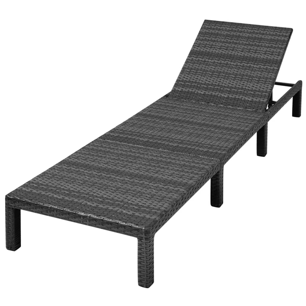 Bain de soleil avec coussin poly rotin noir