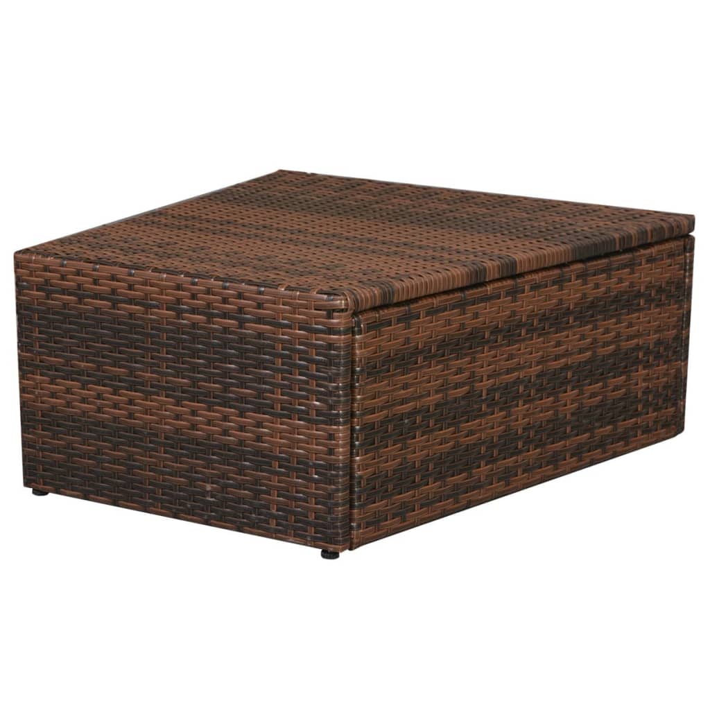 10 pièces. Salon de jardin avec coussins poly rotin marron