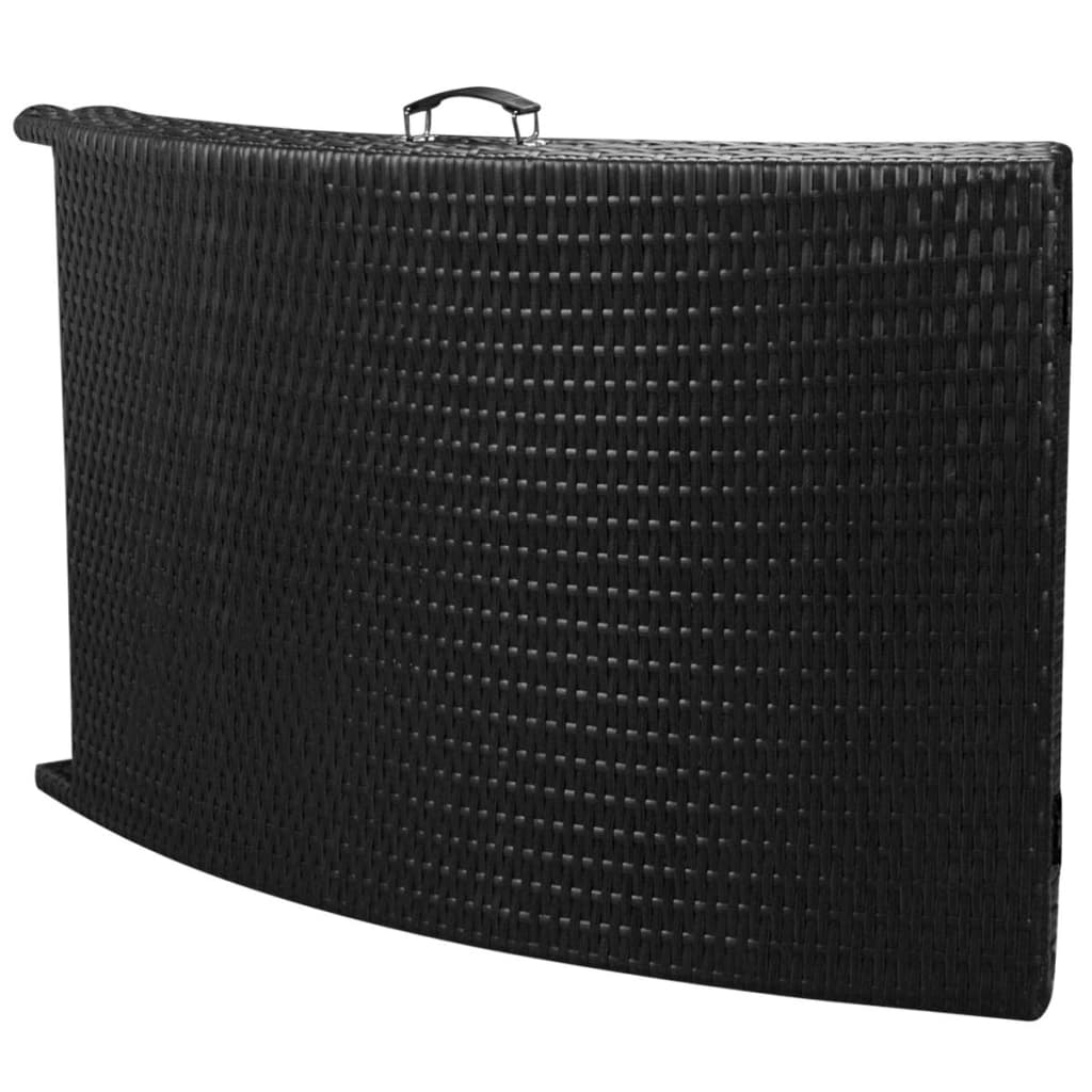 Klappbare Sonnenliege mit Auflage Poly Rattan Schwarz