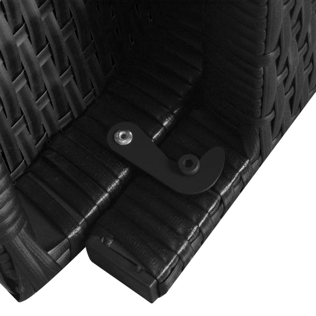 Klappbare Sonnenliege mit Auflage Poly Rattan Schwarz
