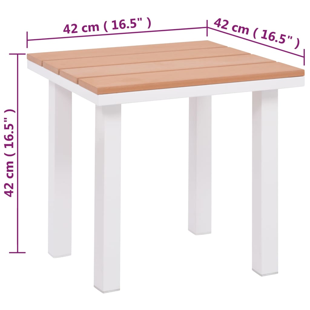 Chaise longue avec table en aluminium WPC blanc et marron