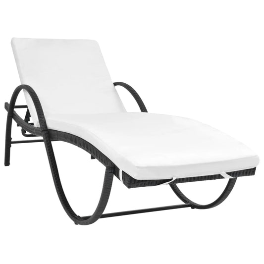 Bain de soleil avec coussin poly rotin noir