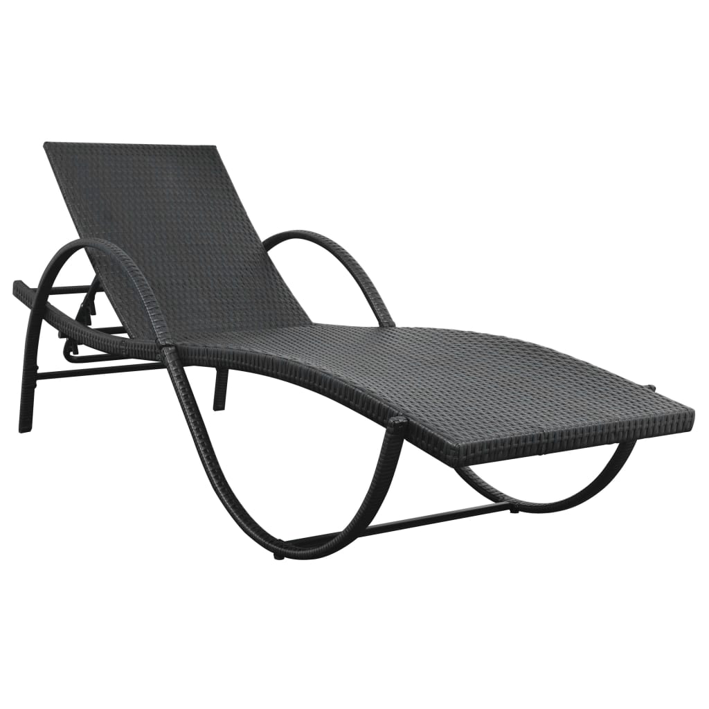 Bain de soleil avec coussin poly rotin noir