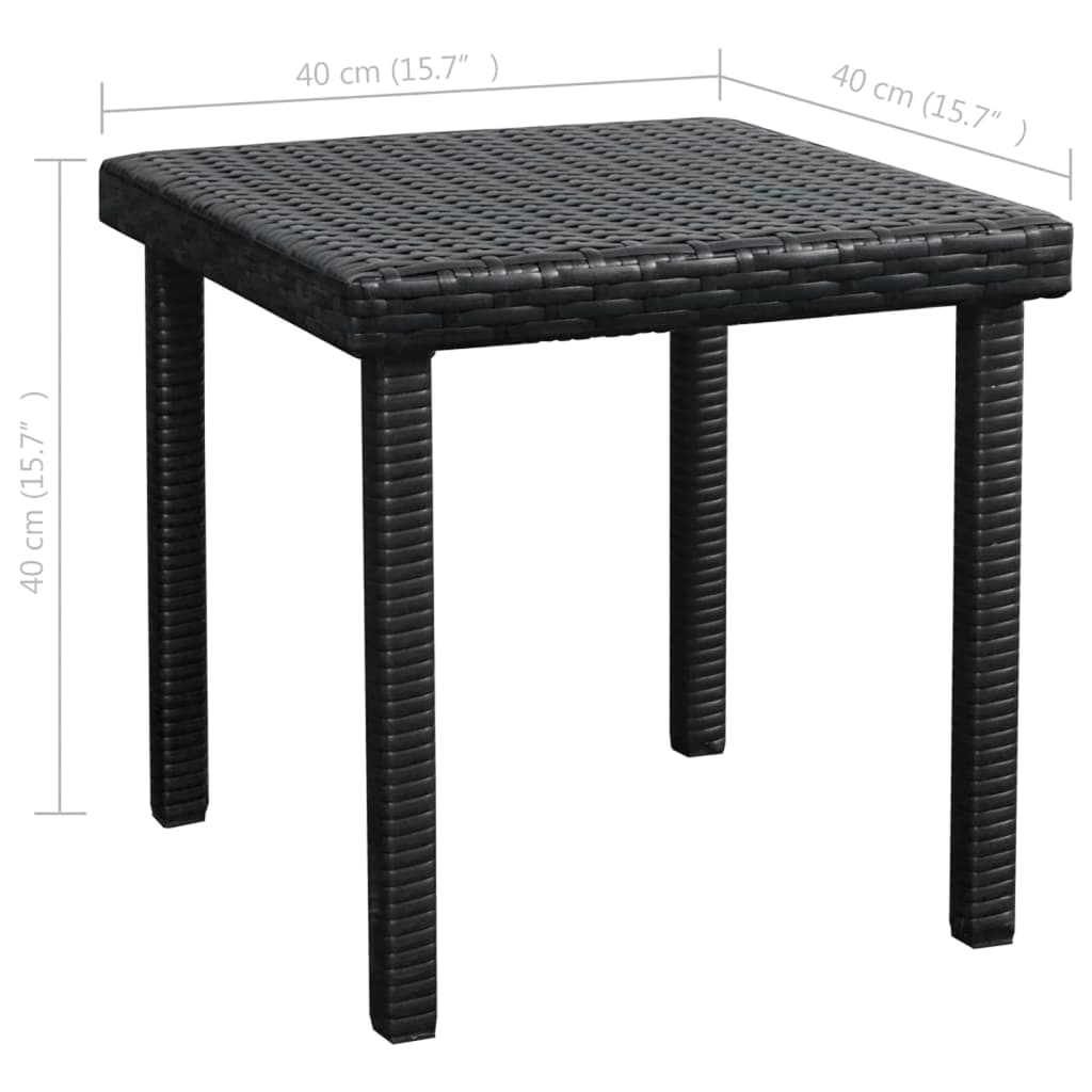 Sonnenliege mit Auflage & Tisch Poly Rattan Schwarz