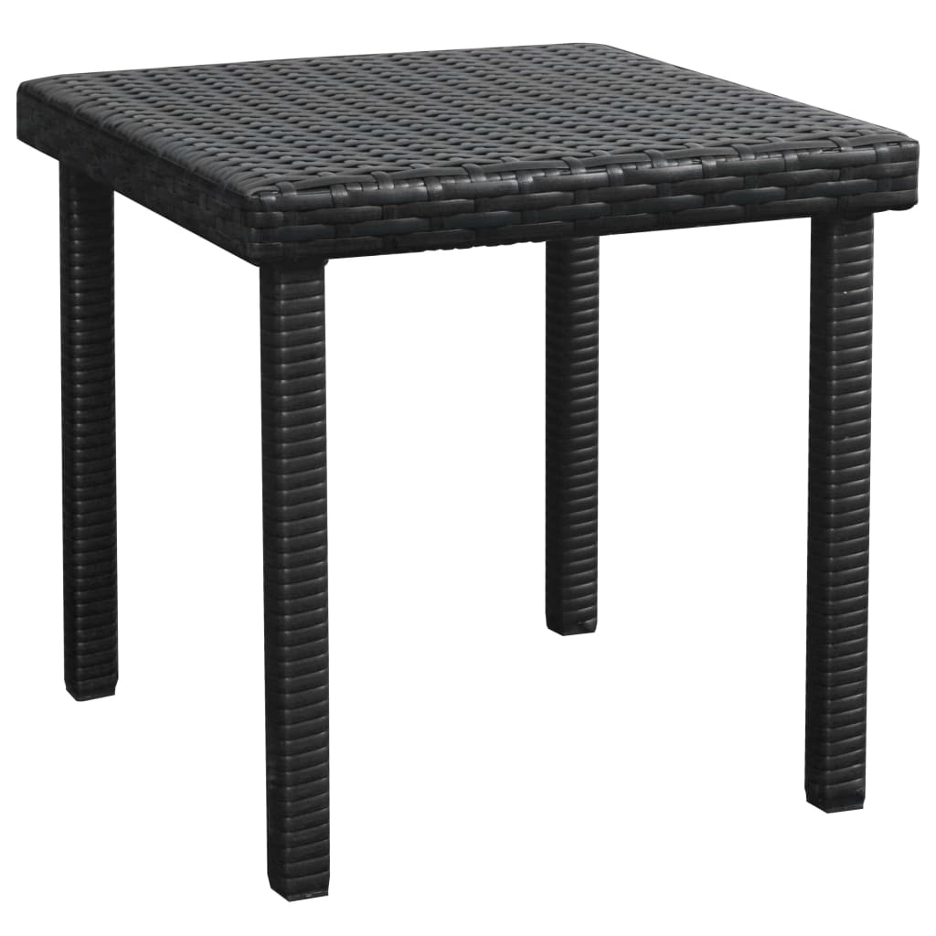 Sonnenliege mit Auflage & Tisch Poly Rattan Schwarz